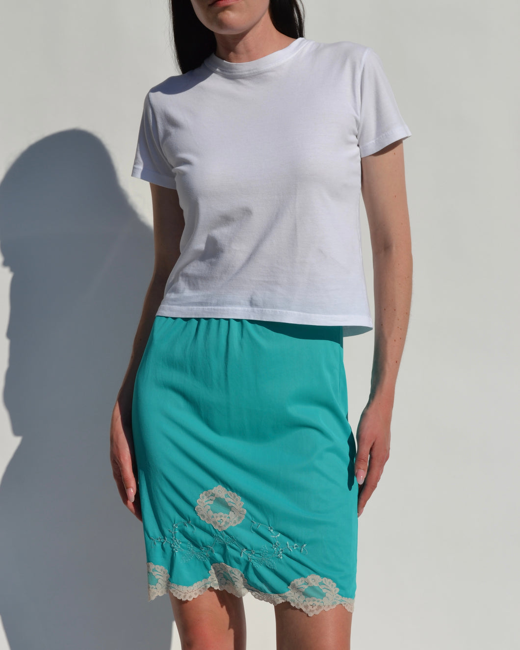 Vintage Teal Slip Skirt