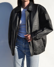 Load image into Gallery viewer, Black Vintage Leather Bomber Jacket
