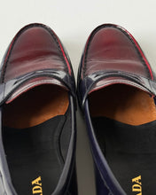 Load image into Gallery viewer, Prada Blue &amp; Burgundy Penny Loafers
