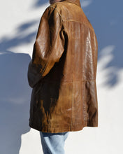 Load image into Gallery viewer, Tan Distressed Leather Jacket
