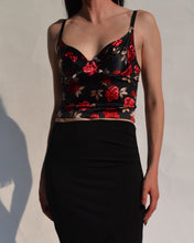 Load image into Gallery viewer, Vintage Floral Satin Cropped Bustier
