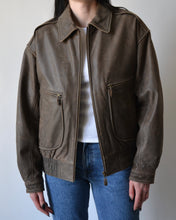 Load image into Gallery viewer, Vintage Brown Distressed Leather Bomber
