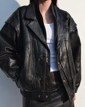 Load image into Gallery viewer, Vintage Black Leather Bomber

