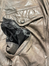 Load image into Gallery viewer, Vintage Distressed Leather Bomber Jacket
