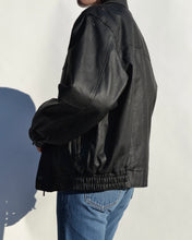 Load image into Gallery viewer, Vintage Black Leather Bomber Jacket
