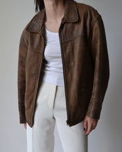 Load image into Gallery viewer, Brown Distressed Leather Jacket
