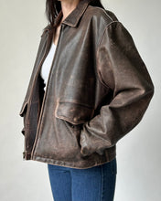 Load image into Gallery viewer, Brown Distressed Leather Jacket
