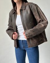 Load image into Gallery viewer, Brown Distressed Leather Jacket
