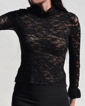 Load image into Gallery viewer, Vintage Lace Patterned Turtleneck Top
