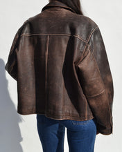 Load image into Gallery viewer, Brown Distressed Leather Jacket
