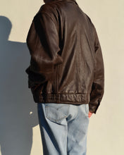 Load image into Gallery viewer, Chocolate Brown Leather Bomber Jacket
