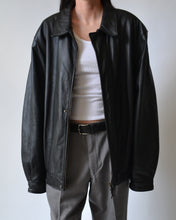 Load image into Gallery viewer, Classic Black Leather Bomber Jacket

