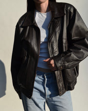 Load image into Gallery viewer, Brown Leather Bomber Jacket
