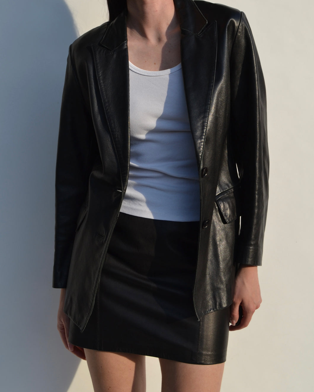 Vintage Black Danier Leather Blazer