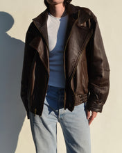 Load image into Gallery viewer, Chocolate Brown Leather Bomber Jacket

