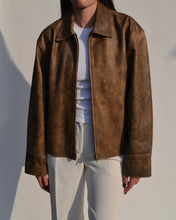 Load image into Gallery viewer, Brown Distressed Leather Jacket
