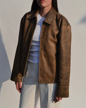 Load image into Gallery viewer, Brown Distressed Leather Jacket
