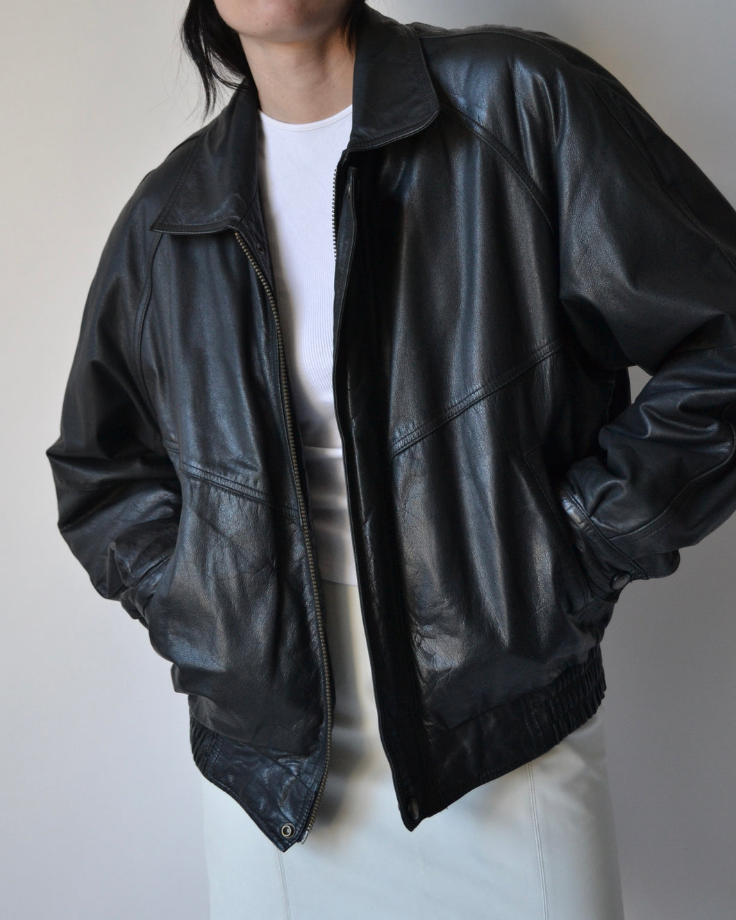 Vintage Black Danier Leather Bomber