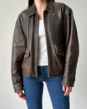 Load image into Gallery viewer, Brown Distressed Leather Jacket
