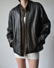 Load image into Gallery viewer, Brown Distressed Leather Moto Jacket
