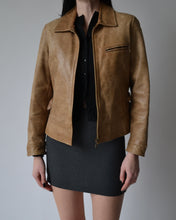 Load image into Gallery viewer, Tan Distressed Leather Jacket
