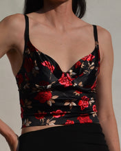 Load image into Gallery viewer, Vintage Floral Satin Cropped Bustier
