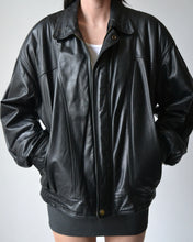 Load image into Gallery viewer, Vintage Black Danier Leather Bomber Jacket
