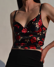 Load image into Gallery viewer, Vintage Floral Satin Cropped Bustier
