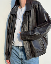 Load image into Gallery viewer, Brown Leather Bomber Jacket
