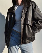 Load image into Gallery viewer, Brown Leather Bomber Jacket
