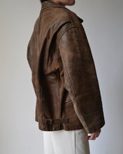 Load image into Gallery viewer, Brown Distressed Leather Jacket
