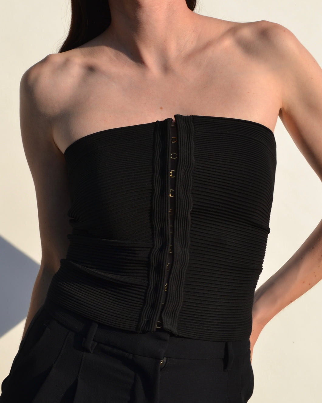 Vintage Gucci Black Strapless Crop Top