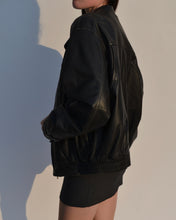 Load image into Gallery viewer, Danier Black Distressed Leather Bomber
