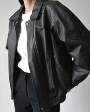 Load image into Gallery viewer, Black Leather Bomber Jacket
