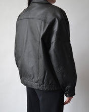 Load image into Gallery viewer, Black Leather Bomber Jacket
