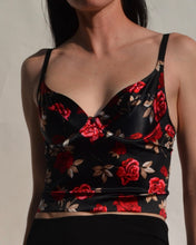Load image into Gallery viewer, Vintage Floral Satin Cropped Bustier
