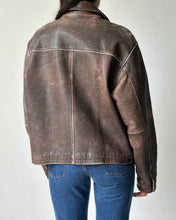 Load image into Gallery viewer, Brown Distressed Leather Jacket
