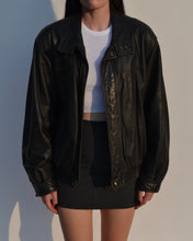 Load image into Gallery viewer, Danier Black Distressed Leather Bomber
