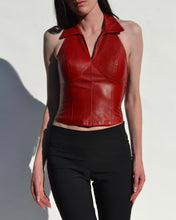 Load image into Gallery viewer, Vintage Danier Red Leather Halter Top
