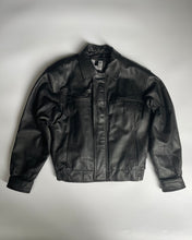 Load image into Gallery viewer, Vintage Black Leather Bomber Jacket
