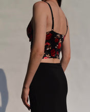 Load image into Gallery viewer, Vintage Floral Satin Cropped Bustier
