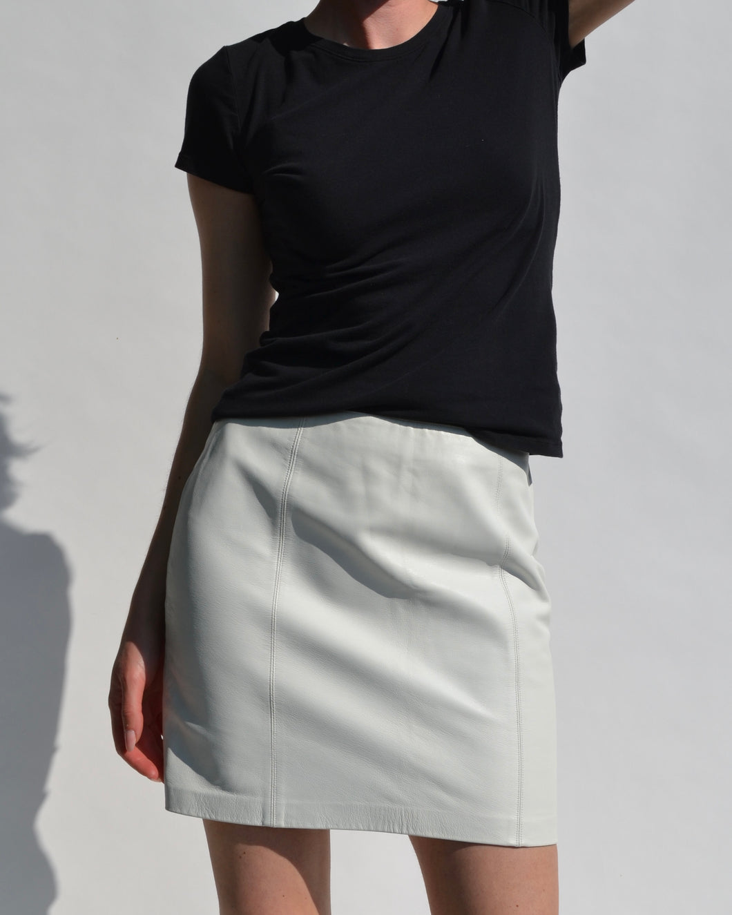 White Danier Leather Skirt