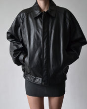 Load image into Gallery viewer, Black Danier Leather Bomber Jacket
