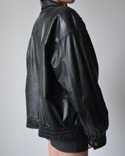 Load image into Gallery viewer, Vintage Black Danier Leather Bomber Jacket
