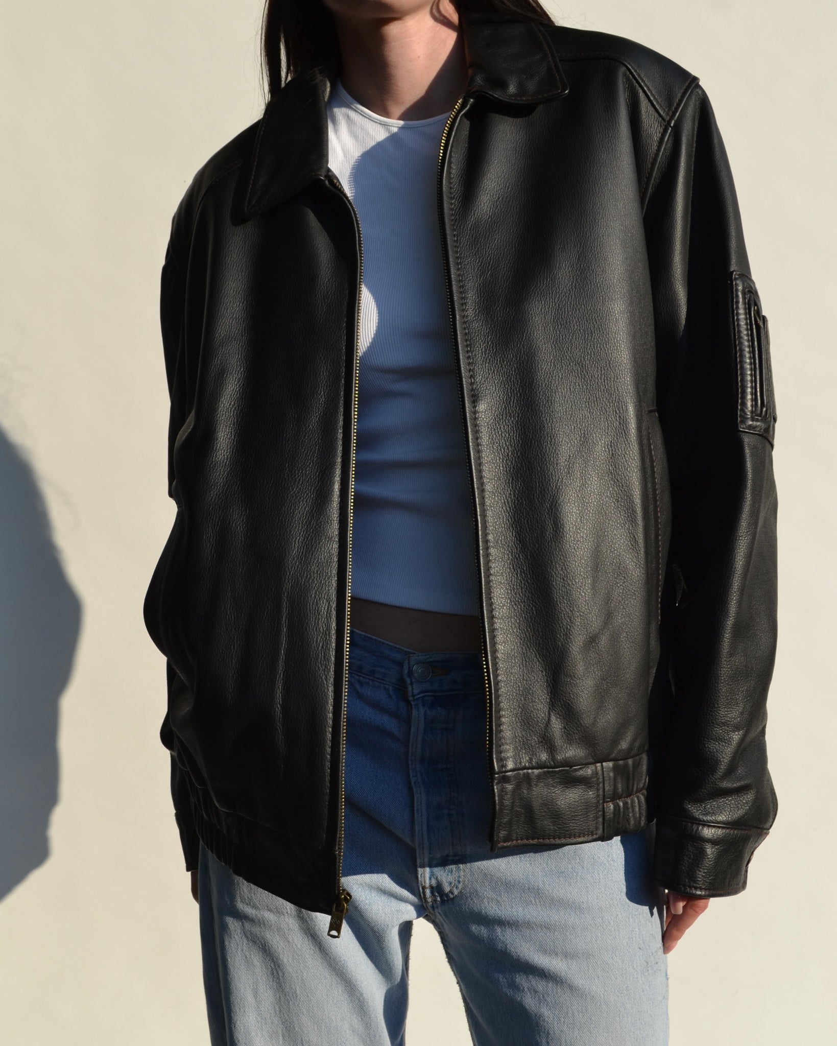 ジャケット・アウター ILLIGO Washed leather bomber jacket ILLIGO Washed leather bomber jacket ICONIC VINTAGE EFFECT