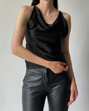 Load image into Gallery viewer, Bebe Black Silk Cowl Neck Top
