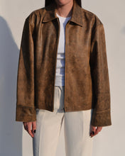 Load image into Gallery viewer, Brown Distressed Leather Jacket
