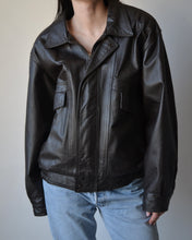 Load image into Gallery viewer, Brown Leather Bomber Jacket
