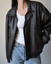 Load image into Gallery viewer, Brown Leather Bomber Jacket
