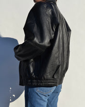 Load image into Gallery viewer, Vintage Black Leather Bomber Jacket
